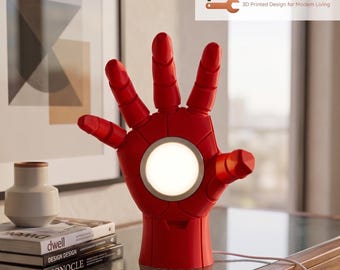 Lámpara de mano Repulsor impresa en 3D / Lámpara de escritorio LED Power Core (Decoración para sala de juegos)