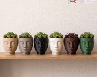 Maceta con forma de rostro sereno / Maceta minimalista con forma de cabeza para suculentas / Maceta escultural impresa en 3D / Decoración zen tranquila de Hacking Home