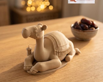 Figura de camello de Ramadán / Estatua de camello con faroles / Decoración de estante de Eid impresa en 3D / Adorno de mesa del desierto / Regalo islámico de Hacking Home