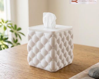 Funda acolchada para caja de pañuelos / Cubo Chesterfield con botones / Soporte cuadrado para pañuelos impreso en 3D / Decoración glamurosa para el baño de Hacking Home