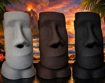 Soporte para caja de pañuelos Moai / Dispensador de pañuelos con forma de cabeza de la Isla de Pascua / Accesorio para el hogar Tiki con textura de piedra impreso en 3D