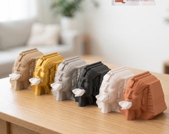 Soporte para caja de pañuelos con forma de faraón / Dispensador de pañuelos con cabeza de rey egipcio / Funda divertida para caja de pañuelos impresa en 3D / Decoración del antiguo Egipto por Hacking Home