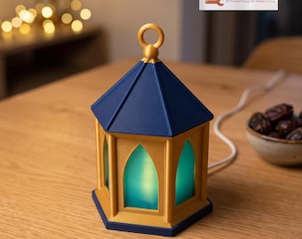 Ramadan Lantern LED Lamp | Fanous Table Light with 16 Colour USB LED | 3D Printed Eid Decoration | Islamic Home Decor by Hacking Home