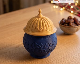 Mosque Dome Jar with Lid | Ramadan Candy and Date Jar | 3D Printed Eid Treat Box | Islamic Table Decor Trinket Dish by Hacking Home