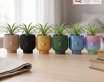 Maceta con rostro estriado / Maceta acanalada con rostro minimalista / Maceta para suculentas impresa en 3D / Regalo de decoración para el hogar estilo bohemio escandinavo de Hacking Home