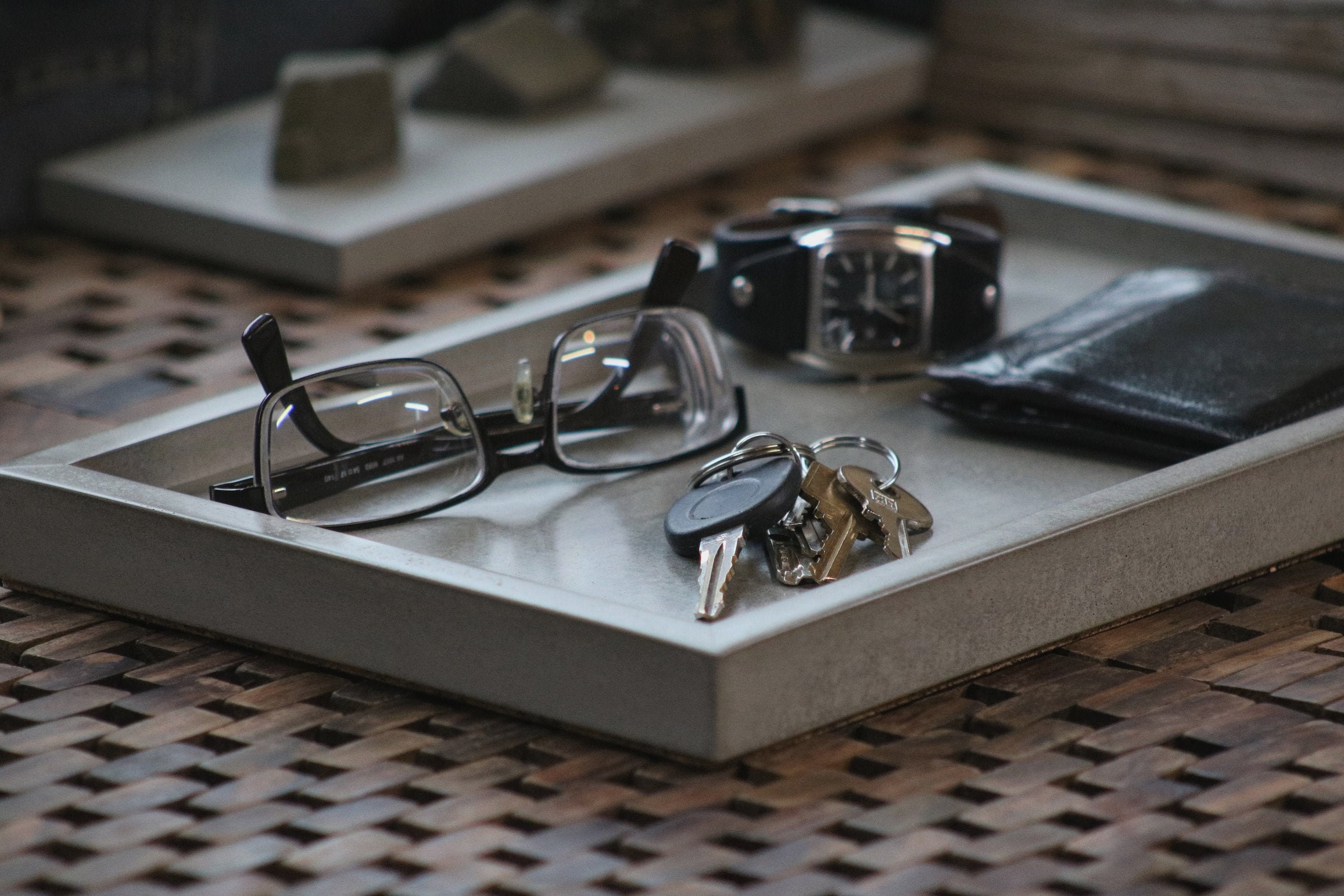 Concrete Catchall Tray Valet Keys Wallet Nightstand