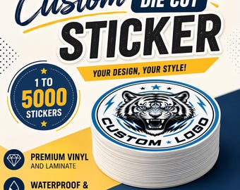 Custom Logo Vinyl Sticker, Personalized Waterproof Die Cut Decals for Small Business Branding