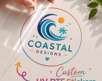 Custom Logo UV DTF Transfer, Waterproof Branding Stickers, Full Color Decals