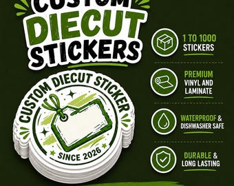 Custom Logo Vinyl Stickers Die Cut, Waterproof Personalized Decals For Business Branding
