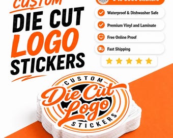 Custom Logo Vinyl Stickers, Die Cut Waterproof Decals, Bulk Options