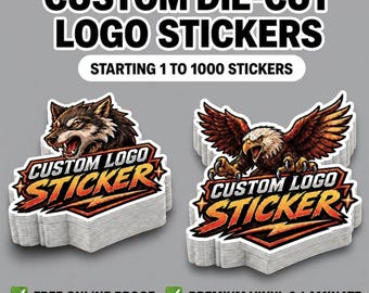 Custom Logo Vinyl Stickers, Die Cut, Waterproof Decals for Business, Bulk Options