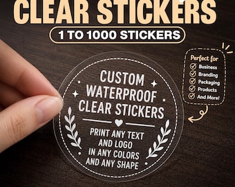 Custom Logo Clear Vinyl Stickers, Die Cut Waterproof Decal for Business Branding