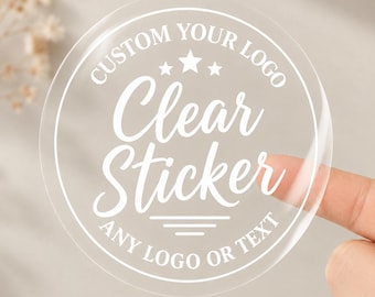Custom Clear Logo Stickers, Personalized Die Cut Waterproof Vinyl Labels, Any Shape