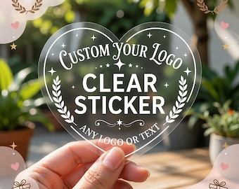 Custom Logo Clear Stickers, Waterproof Die Cut Transparent Labels, Bulk Sticker
