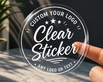 Custom Clear Logo Stickers, Personalized Die Cut Waterproof Vinyl Labels, Any Shape
