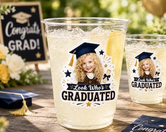 Custom Photo Graduation Stickers, Look Who's Graduated Party Favors Sticker Labels, Waterproof Vinyl Decals