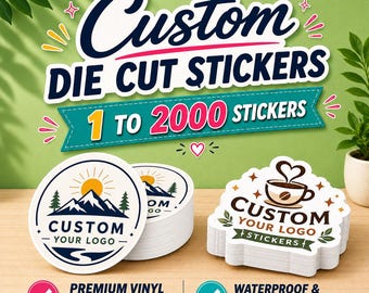 Custom Logo Vinyl Stickers, Die Cut Waterproof Decals, Bulk Options