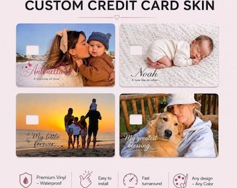 Custom Photo Credit Card Skin, Waterproof Bank Sticker Decal, Personalized Vinyl Card Stickers