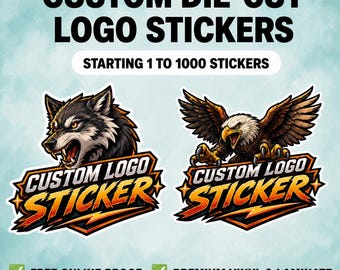 Custom Logo Vinyl Stickers, Die Cut Waterproof Decals for Small Business Branding
