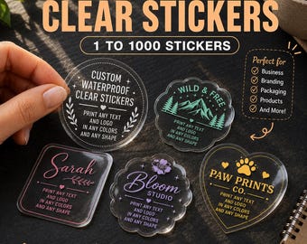 Custom Logo Clear Vinyl Stickers, Die Cut Waterproof Decal for Business Branding