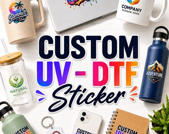 Custom Logo UV DTF Sticker, Waterproof Branding Decal, Business Packaging Labels