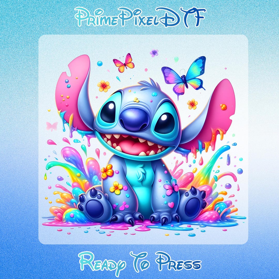 Colourful Stitch DTF Transfer, Disney Stitch Design Ready to Press - Etsy