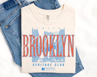 Brooklyn Heritage Club Comfort Colors Shirt, NYC Vintage Tee, Brooklyn Bridge T-Shirt, New York City Gift, Retro Streetwear Graphic Tee