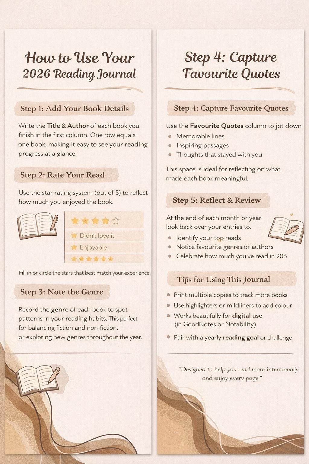 My 2026 Reading Journal - Printable Book Tracker - Etsy