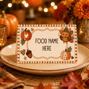Editable Thanksgiving Buffet Cards, Fall Food Tent Labels (Canva Template)