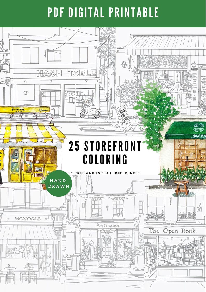 Storefront Coloring Pages | Shop Facades, Adult & Kids (PDF ...