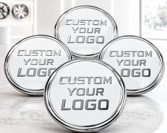 Set of 4 Custom Hub Cap Resin Decals, Personalized 3D Domed Wheel Center Cap Stickers, Custom Logo Car Rim Emblems, Waterproof Wheel Decals