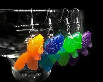 Translucent Swimming Koi Goldfish Earrings