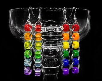 Beaded Rainbow Chain Earrings Solid / Translucent