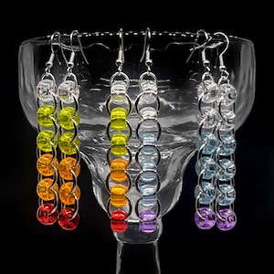 Beaded Fire and Ice Chain Earrings
