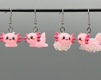 Happy Little Axolotl Figurine Earrings