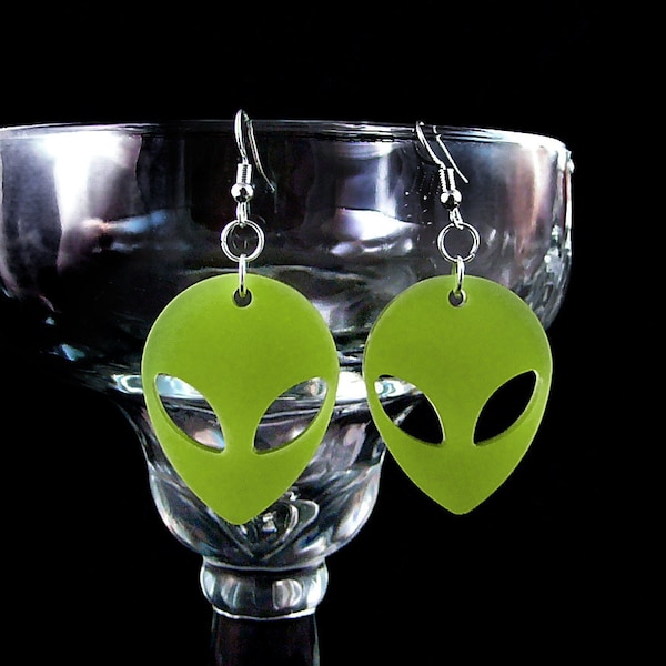 Glow In The Dark Alien Head Earrings Green / Blue / Purple