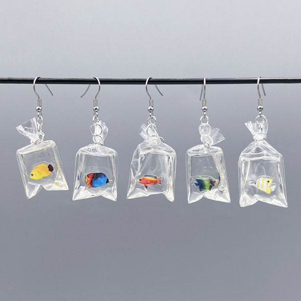 Tropical Fish in a Bag Earrings