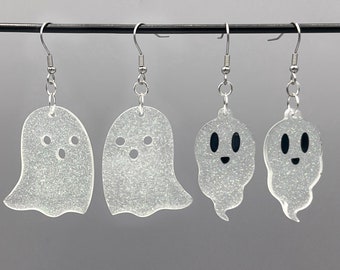 Glow In The Dark Spooktacular Glittlering Ghost Earrings
