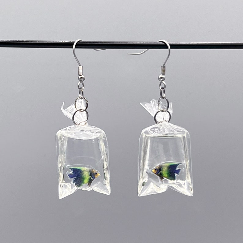 Tropical Fish in a Bag Earrings image 3
