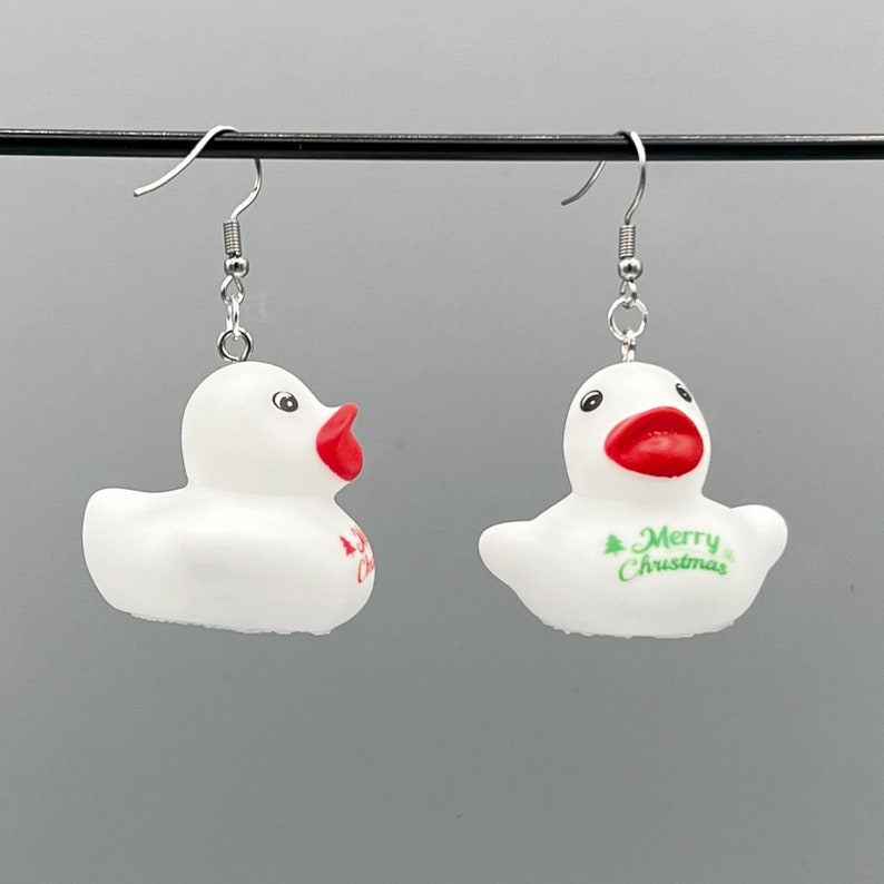 Merry Christmas Rubber Ducky Earrings image 6
