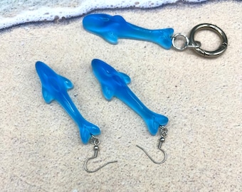 Blue Gummy Shark Candy Resin Earrings / Bag Clip / Keychain
