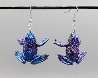 Iridescent Frog Dangle Earrings