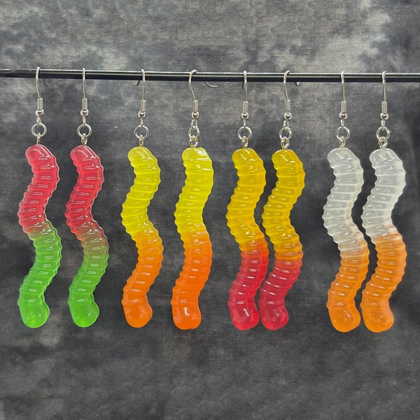 Glow in the Dark Gummy Worm Earrings