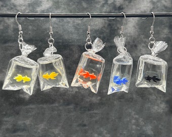 Boucles d'oreilles Poisson dans un sac