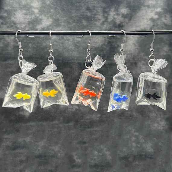 Fish in a Bag Earrings Etsy Canada