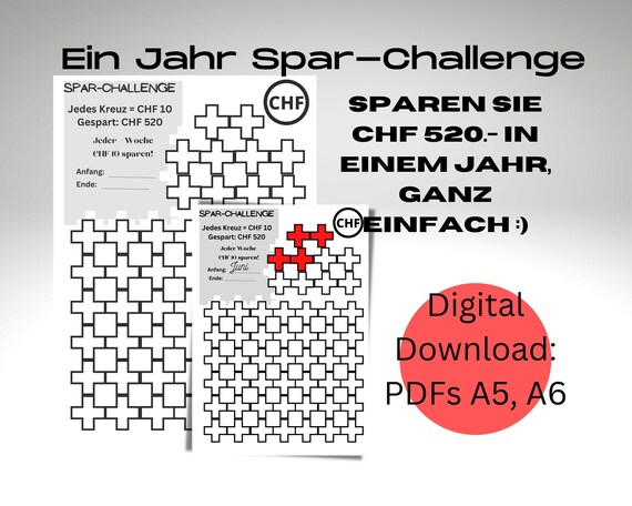 CHF 520 Sparchallenge Digitaler Download, Schwarz/Weiss, Passend.
