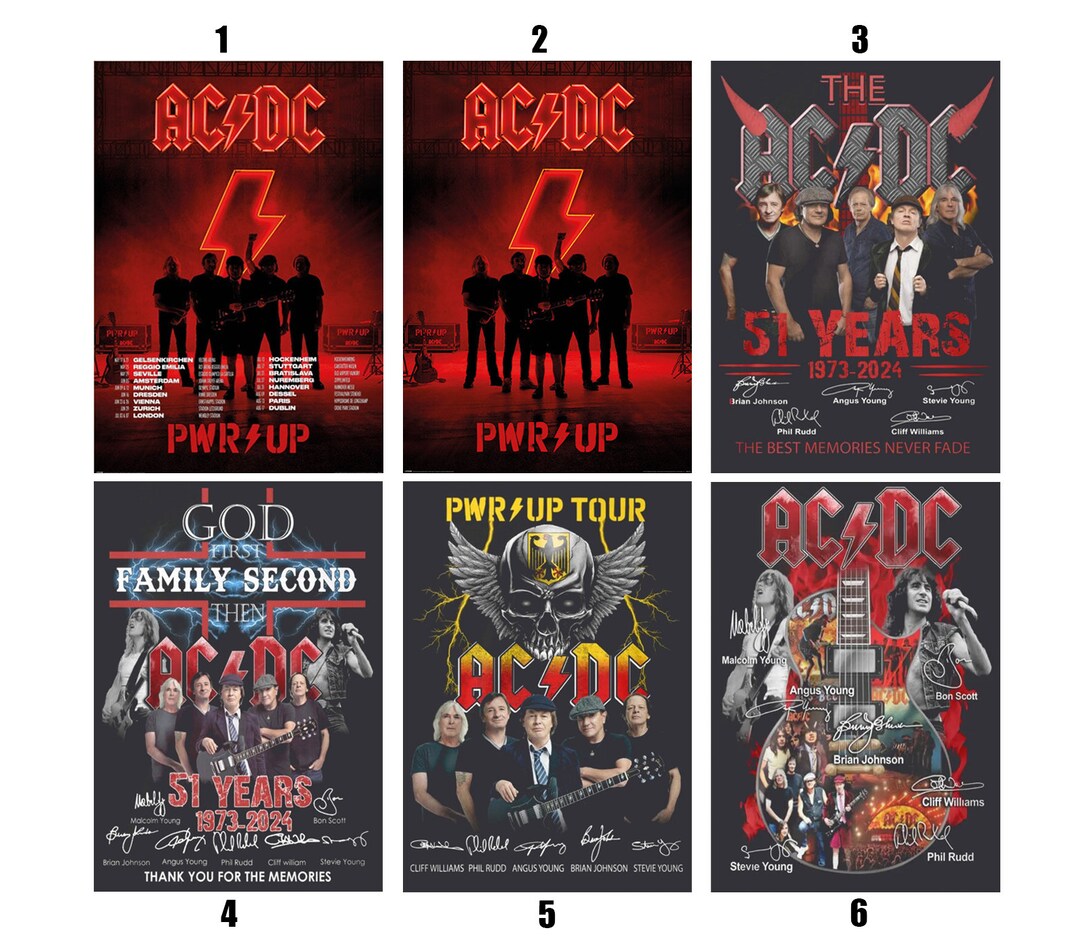 ACDC Pwr up World Tour 2024 Poster, God First Family Secod Then 51 ...