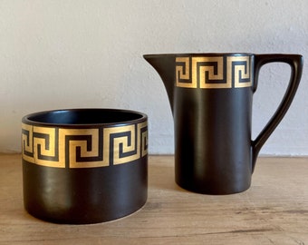 Portmeirion - Greek Key - Sugar and Cream - Brown with Gold