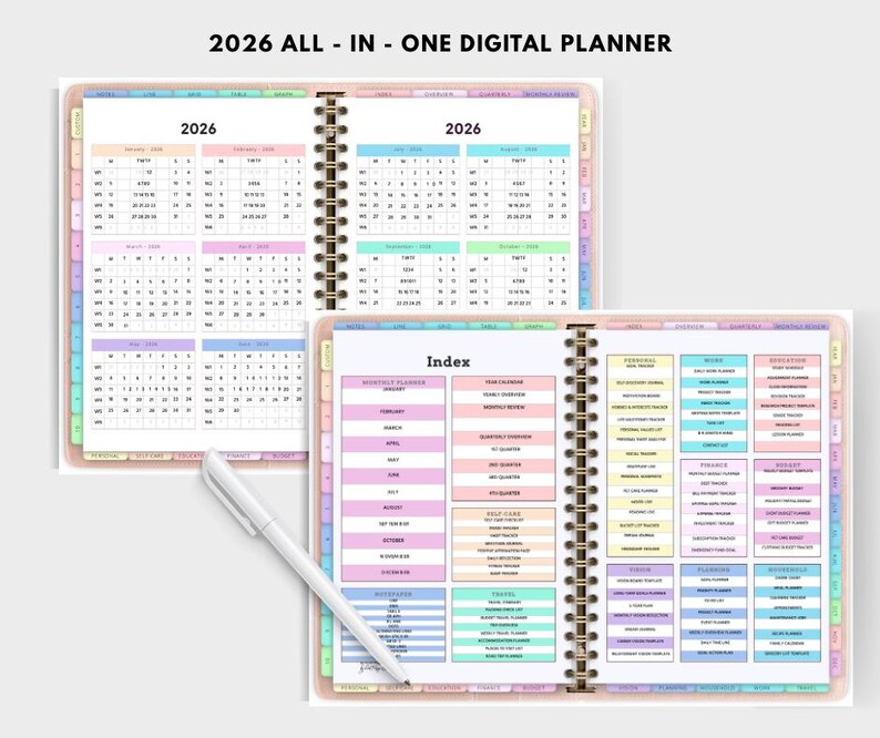 2026 Hyperlinked Digital Planner, Daily Weekly Monthly Layouts (digital ...