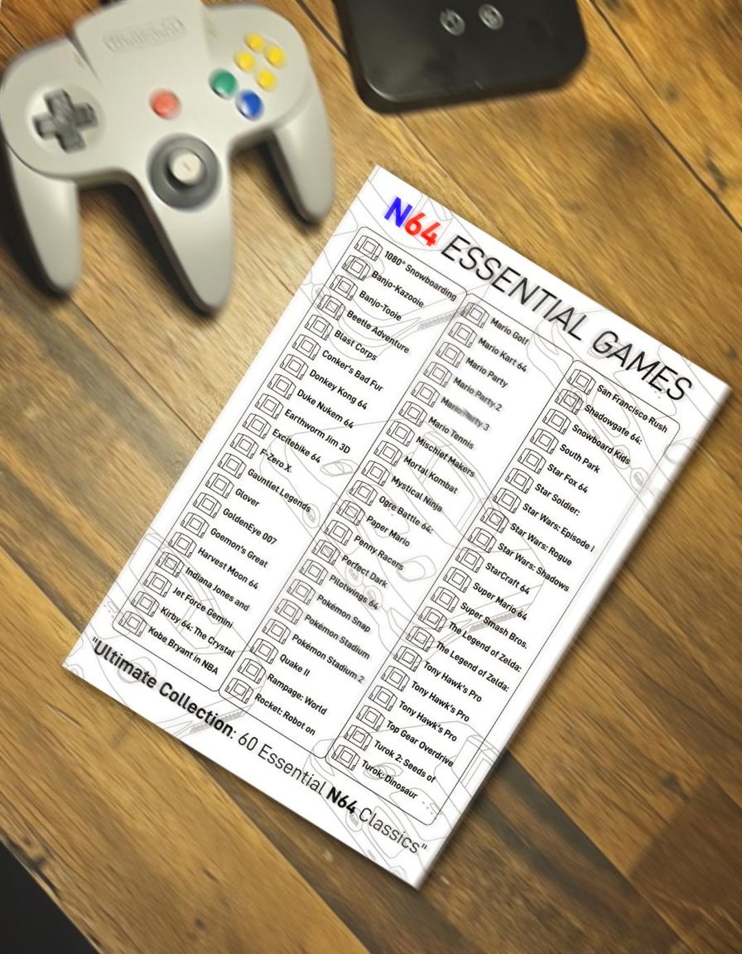 N64 Checklist | Nintendo 64 Games List | Retro Gaming Printable PDF - Etsy